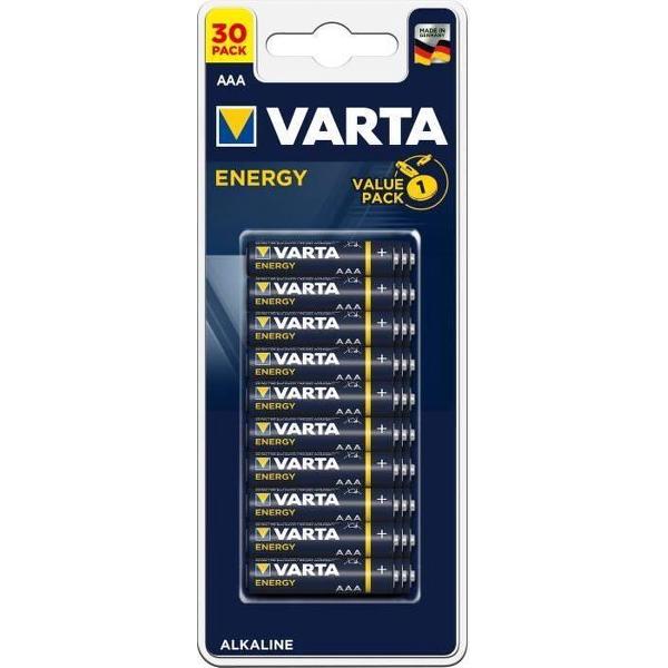 VARTA Pack familie van 30 stapels alcalines Energy AAA (LR03) 1,5V