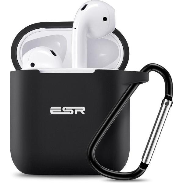 Hoesje / case / beschermhoesje geschikt voor Apple Airpods (gen. 1 &2) - ESR – BOUNCE - Zeer mooi ontworpen hoesje & sterk en kwalitatief – ZWART – met draagklip