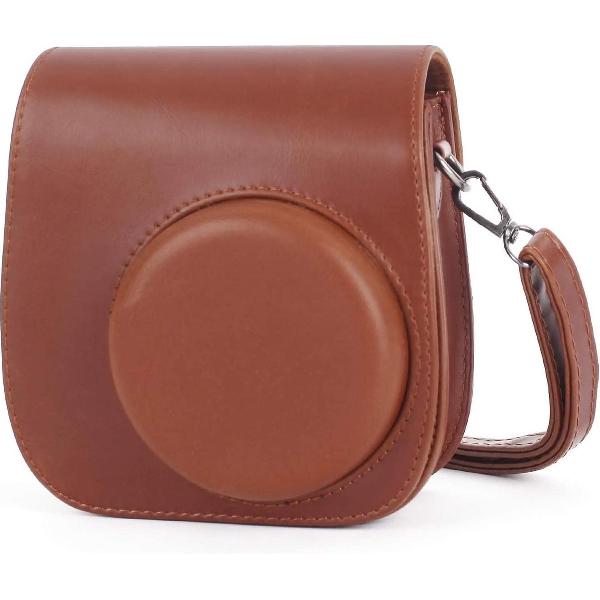 Vintage Case voor Fujifilm Instax Mini 11 – Hoesje met Draagriem – Bruin