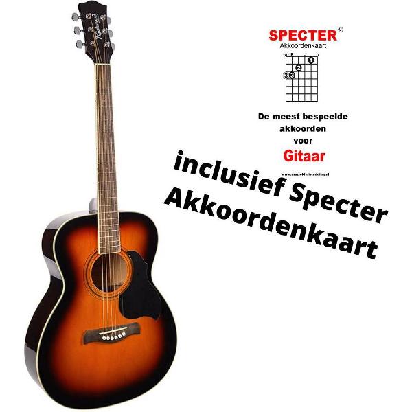 Richwood Sunburst Akoestische gitaar met handige akkoordenkaart