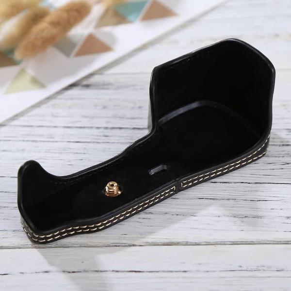 1/4 inch draad PU lederen camera half behuizing basis voor Sony ILCE-6000 / A6000 (zwart)