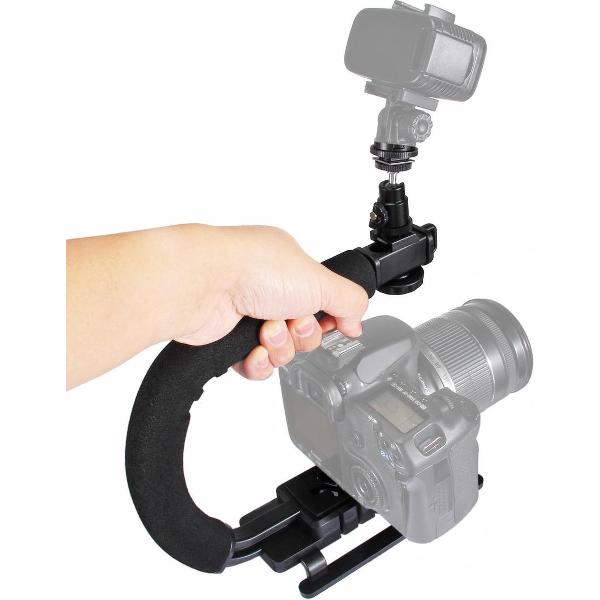 PULUZ U / C-vorm Portable Handheld DV-beugelstabilisatorset met koude schoen statiefkop & telefoonklem & snelsluiting & lange schroef voor alle spiegelreflexcamera's en DV-camera voor thuis