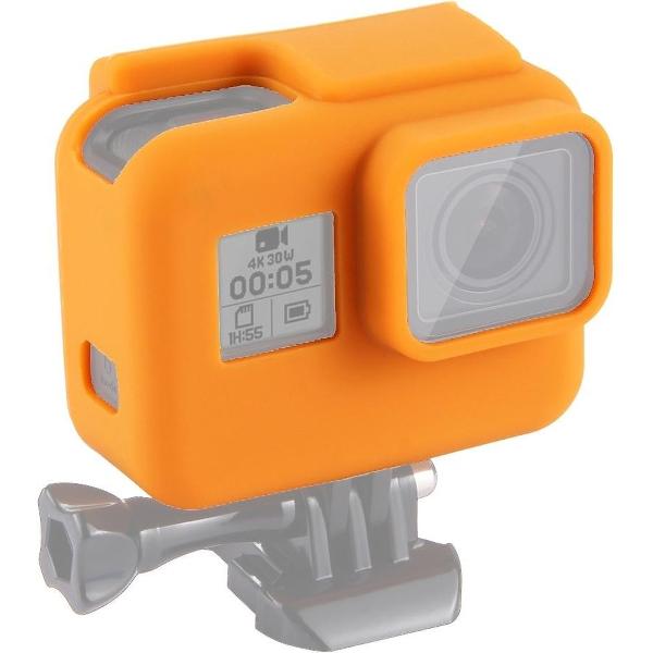 PULUZ schokbestendige siliconen beschermhoes met lensdop voor GoPro HERO (2018) / 7 zwart / 6/5 met frame (oranje)