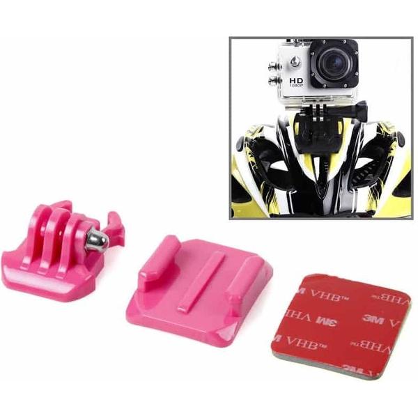 SIXXY Gopro-helm gebogen oppervlak + 3M VHB-sticker + bevestigingsstandaardset voor GoPro Hero 4 / 3+ / 3/2/1 (magenta)