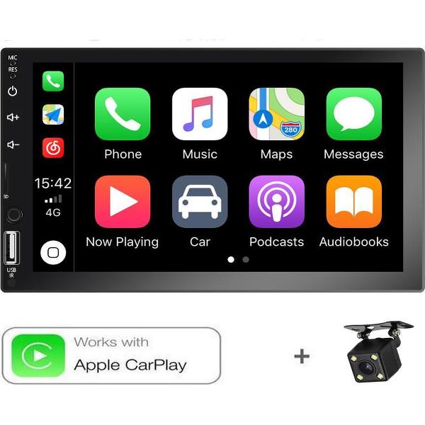 Boscer® Autoradio | 2Din Universeel | Apple Carplay | 7' HD touchscreen | USB - AUX - Bluetooth | Achteruitrijcamera