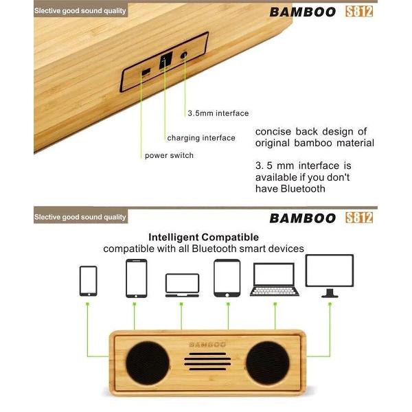 Bamboo Multi media Bluetooth Speaker S812