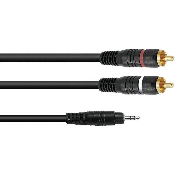 OMNITRONIC jack kabel 3 5 mm - jack naar tulp - aux kabel - audio kabel 3.5 Jack/2xRCA 0,5m bk