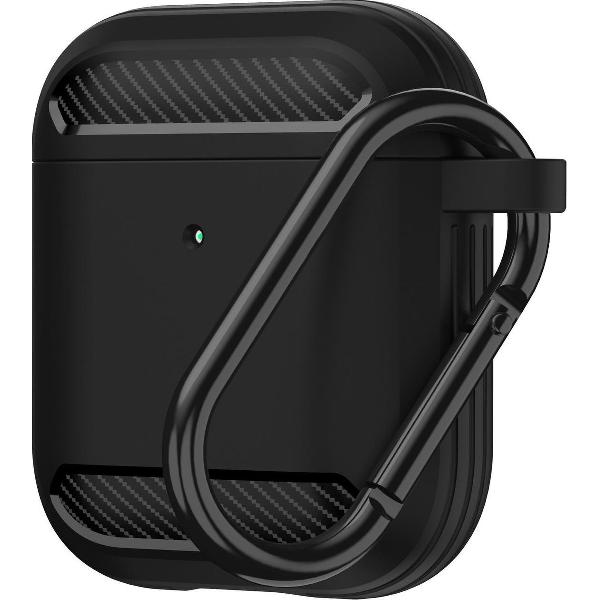 Apple Airpods 1/2 hoesje - Premium Siliconen beschermhoes - 3.0 mm - Zwart