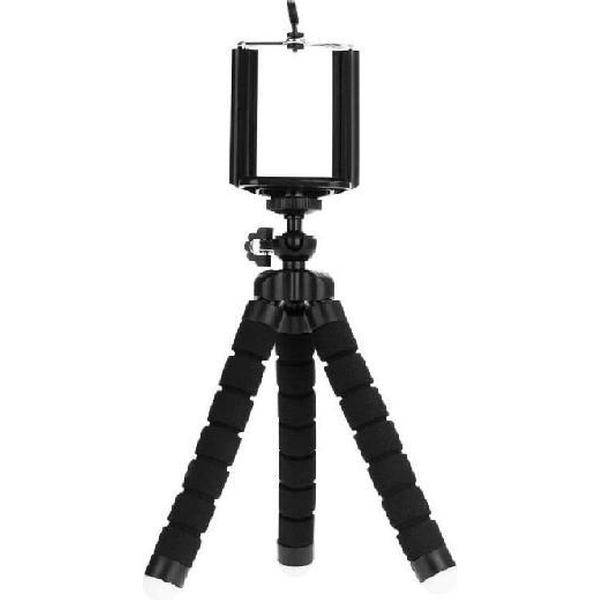Mini statief - tripod - driepoot - flexibel statief - met houder voor fotocamera - smartphone - iPhone - Zwart - Mangry