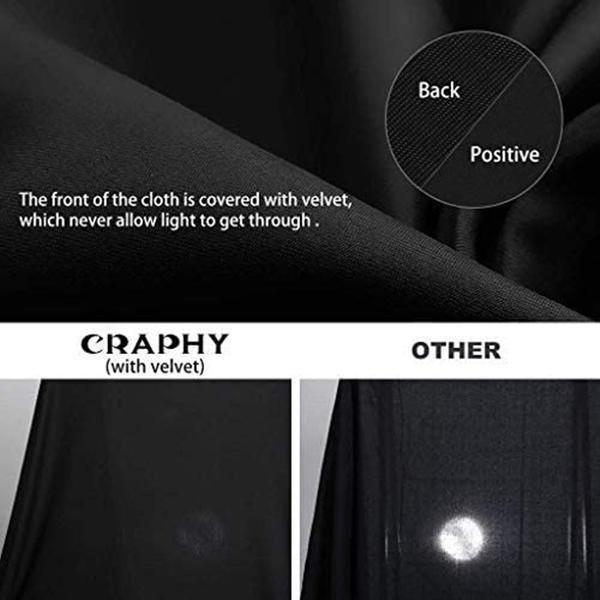 Craphy Achtergronddoek - 2.98m x 2.98m - Opvouwbaar - Voor Fotostudio of Video-Opname - Zwart - (Zonder Statief)