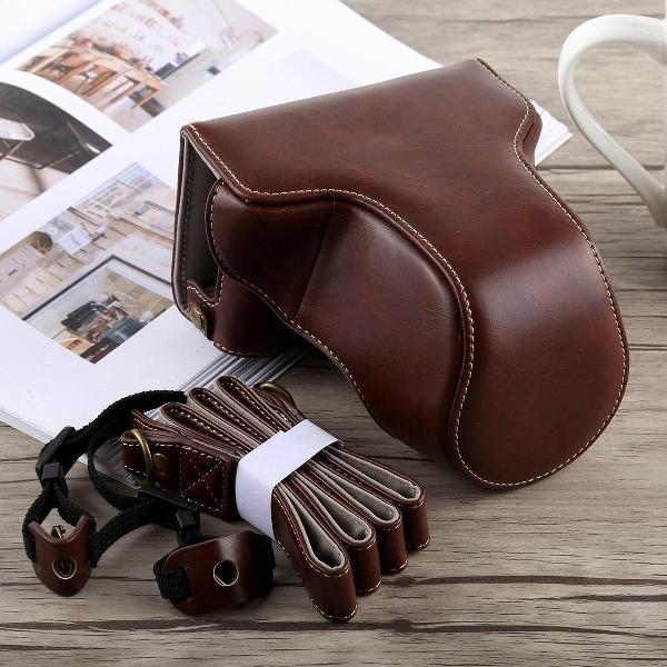 Full Body Camera PU lederen tas met riem voor Fujifilm X-A5 (koffie)