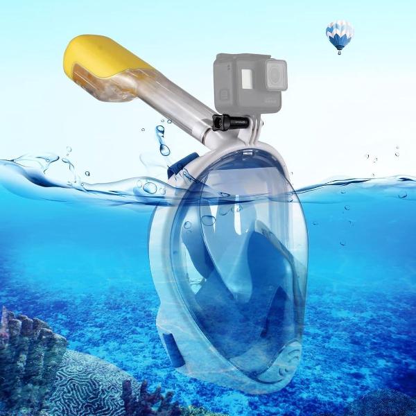 PULUZ 220mm Buis Watersport Duikuitrusting Volledig Droog Snorkelmasker voor GoPro HERO6 / 5/5 Sessie / 4 Sessie / 4/3 + / 3/2/1, Xiaoyi en Andere Actiecamera's, L / XL-maat (Blauw)