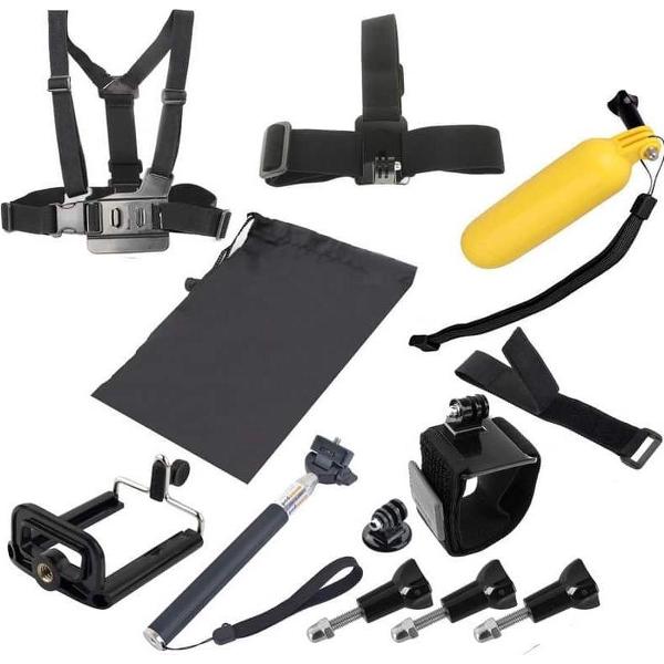 YKD-107 8-in-1 borstgordel + polsriem + hoofdriem + drijvende Bobber-monopod + schroeven + draagtas + handheld monopod-klemset voor GoPro HERO4 / 3 + / 3/2/1 / SJ4000