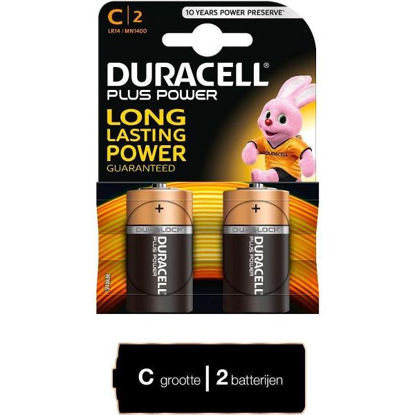 Duracell Plus alkaline C-batterijen, verpakking van 2