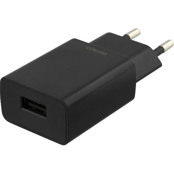 DELTACO USB-AC164, Wandlader 100-240V tot 5V USB, 1A, 5W, 1x USB-A poort, zwart