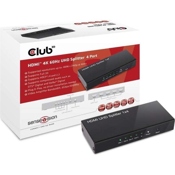 CLUB3D HDMI 2.0 UHD Splitter 4 Ports