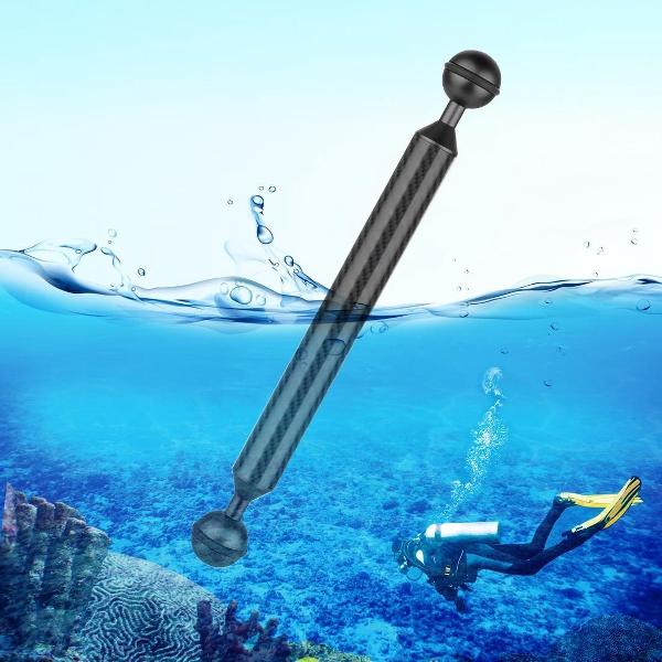 PULUZ 9 inch 22,8 cm lengte 20,8 mm diameter Dual Balls koolstofvezel zwevende arm, baldiameter: 25 mm (zwart)
