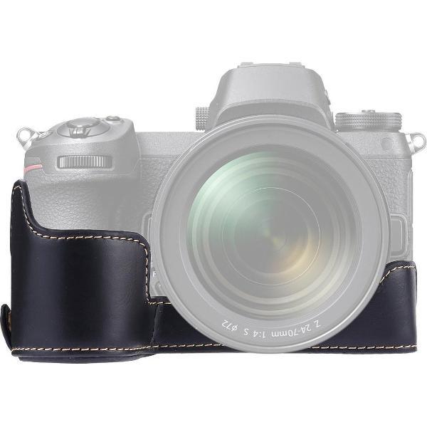 1/4 inch draad PU lederen camera half case basis voor Nikon Z6 / Z7 (zwart)