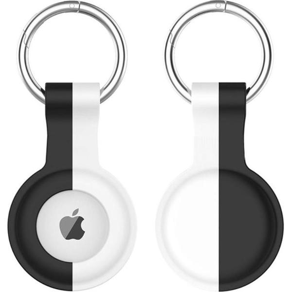 Apple AirTag Sleutelhanger Siliconen Bescherm Hoes Zwart Wit