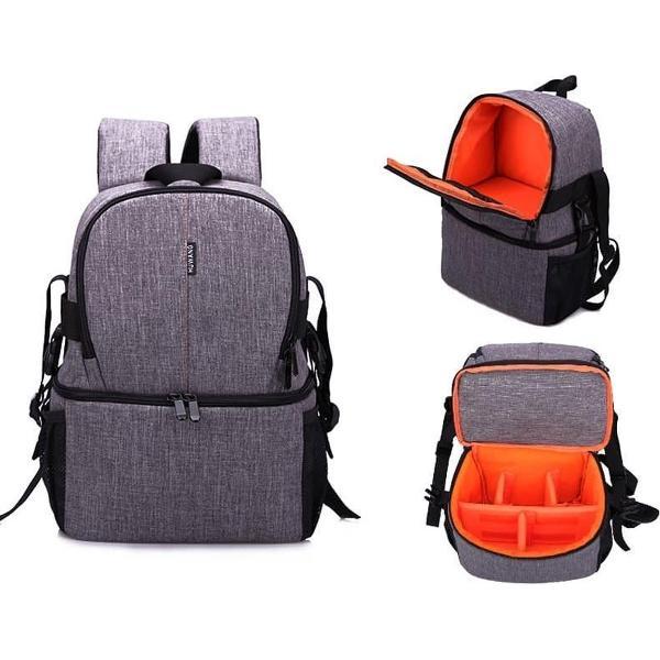 HUWANG multifunctionele Waterdichte Nylon Schouder Rugzak Padded Shockproof Camera Tas voor Nikon Canon DSLR Camera (oranje)