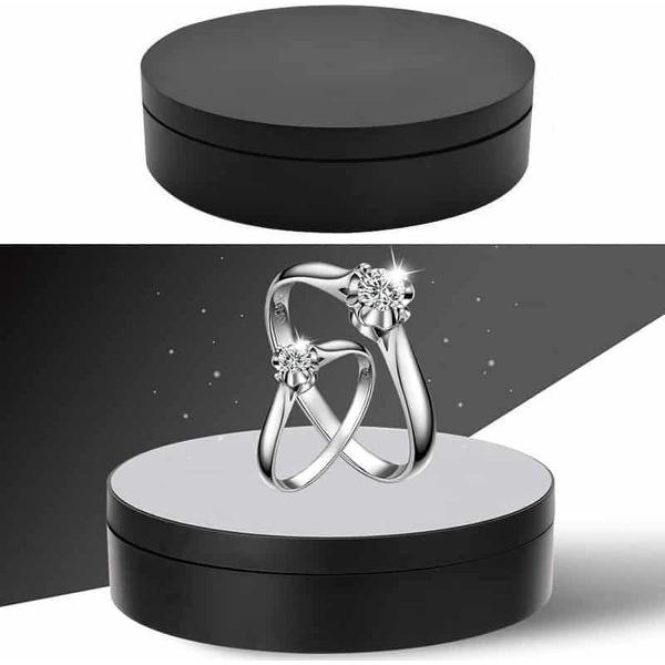 13,8 cm USB Opladen Slimme 360 graden roterende draaitafel Displaystandaard Video-opnamen Rekwisieten Draaitafel voor fotografie, belasting 3 kg (zwart)