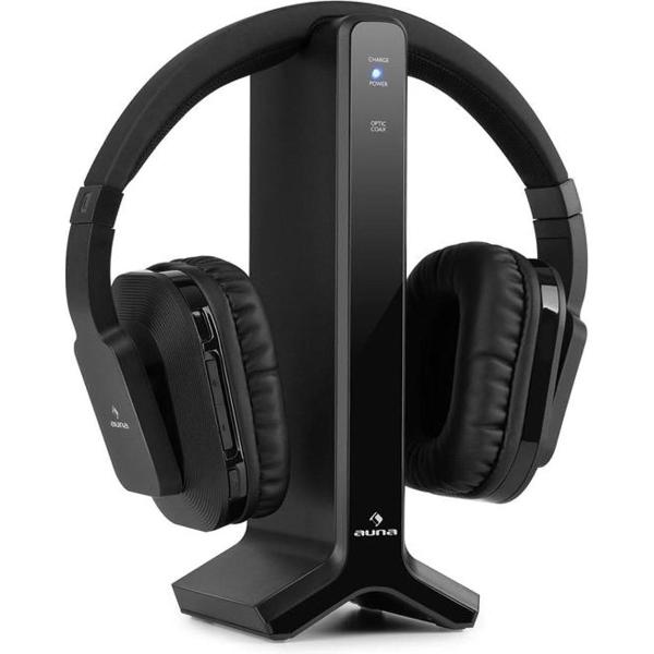 auna Silencium draadloze over-ear koptelefoon - Bereik: tot 20 meter - 2,4GHz - Stereomodus - incl. laadstation - accu 8 uur