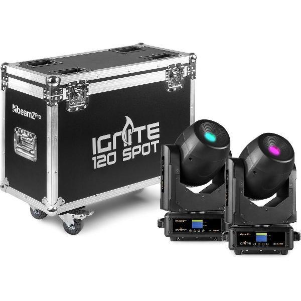 Moving head - BeamZ IGNITE120 LED spot moving heads 120W in robuuste flightcase - Complete set!
