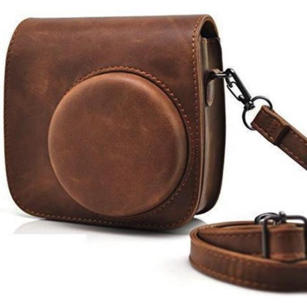 Vintage Case voor Fujifilm Instax Mini 8 en 9 Hoesje + Draagriem – Bruin
