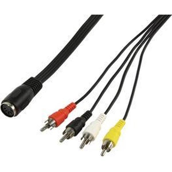 Audio / video kabel 5p DIN kontra steker - 4x tulp steker 0,20 m