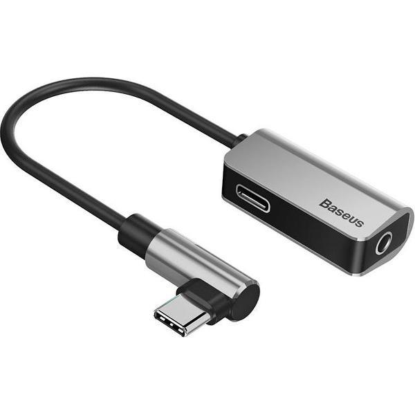 Baseus - USB C naar 3.5 mm Jack + USB C - Zilver