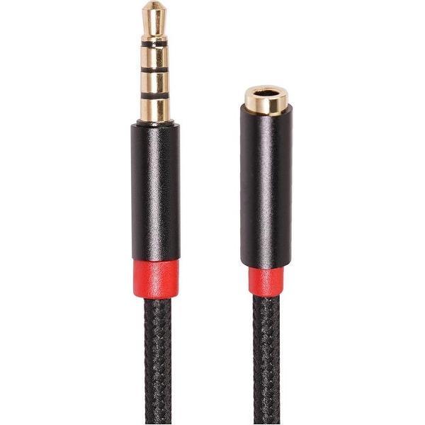 3.5mm Jack naar 3.5mm Jack (Female) Gevlochten Aux Kabel Zwart 1 Meter