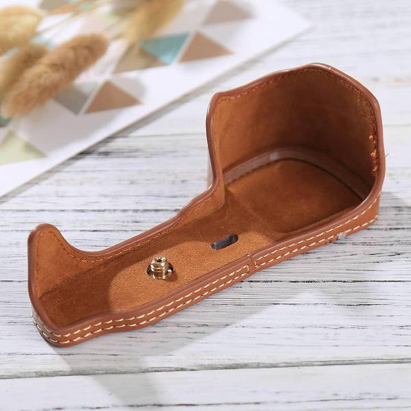 1/4 inch draad PU lederen camera half behuizing basis voor Sony ILCE-6000 / A6000 (bruin)