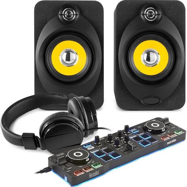 DJ set voor kinderen - Hercules DJControl Starlight complete DJ set voor kinderen met DJ controller, speakers, koptelefoon en audiokabel