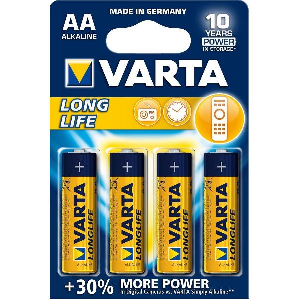 Varta Longlife Extra Mignon AA Batterij - 4 stuks