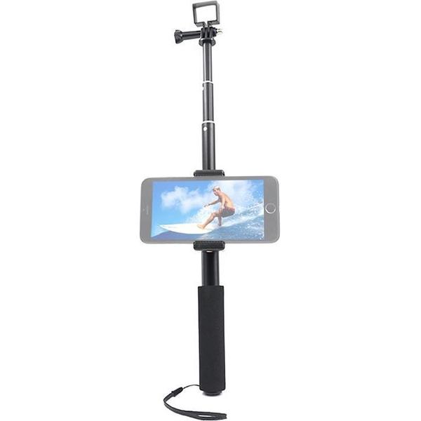 STARTRC Multifunctionele opvouwbare aluminium statiefhouder + selfie-stick Monopod met telefoonklem voor DJI OSMO-zak, lengte: 30-94 cm (zwart)