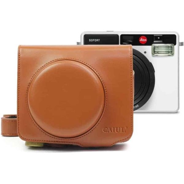 Vintage PU lederen tas voor Leica Sofort Camera (bruin)