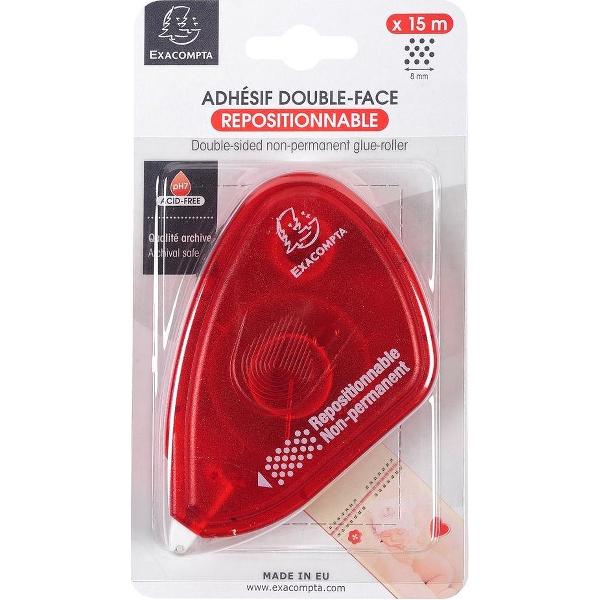 6x Dubbelzijdige lijmroller voor foto - niet permanent - lengte 15m, Framboos