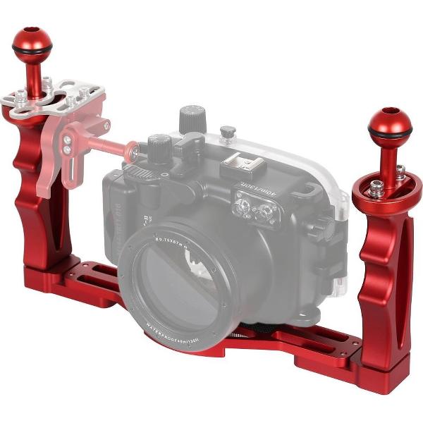 PULUZ Dual Handles aluminiumlegeringstabilisator voor onderwatercamerahuizen (rood)