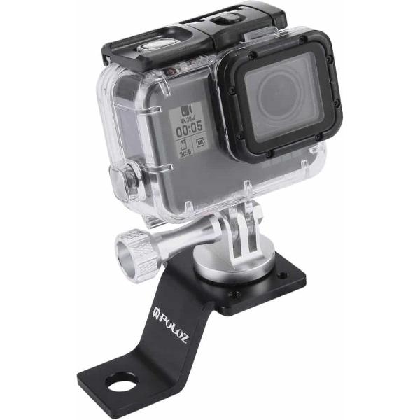 PULUZ aluminium motorfiets vaste houder voor bevestiging met statiefadapter en schroef voor GoPro NIEUWE HERO / HERO6 / 5 sessie / 5/4 sessie / 4/3 + / 3/2/1, Sony RX0, andere sportcamera's (zilver)