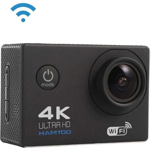 HAMTOD H9A HD 4K WiFi Sportcamera met onderwaterbehuizing, Generalplus 4247, 2,0 inch LCD-scherm, 120 graden groothoeklens (zwart)