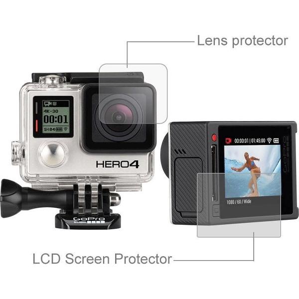Screen protector Set GoPro Hero 4 Front + Back Compleet| Gehard Glas | Premium Kwaliteit