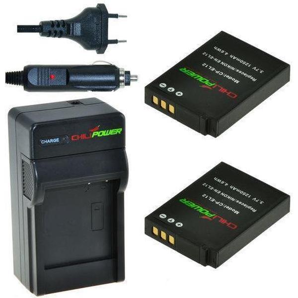 ChiliPower EN-EL12 Nikon Kit - Camera Batterij Set