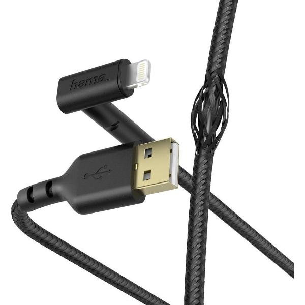 Hama Oplaad-/gegevenskabel Stand USB-A - Lightning 1,5 M Zwart