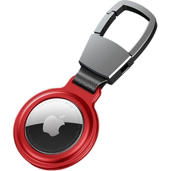 Apple AirTag Sleutelhanger Metalen Case met Magnetische Sluiting Rood