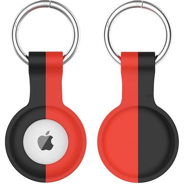 Apple AirTag Sleutelhanger Siliconen Bescherm Hoes Zwart Rood