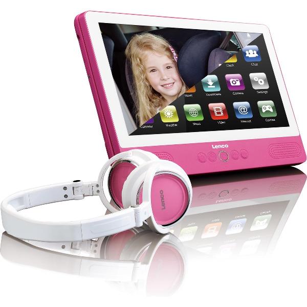 Lenco TDV-901 - Portable DVD-speler met touchscreen, wifi en Android 7 - 9 inch - Roze