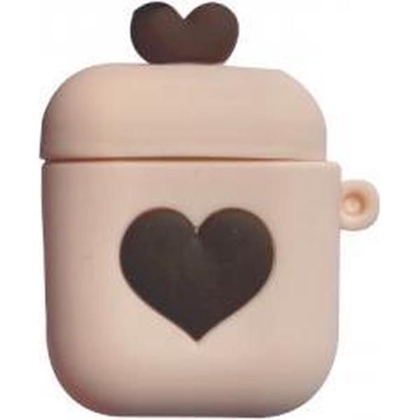 Hidzo Hoes voor Apple's Airpods 1/2 - Hartje - Bruin - Siliconen