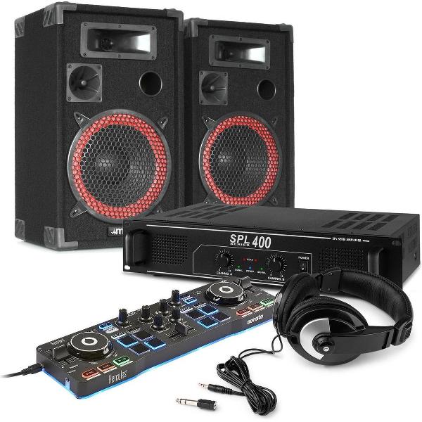 DJ set - Complete DJ set voor de beginnende DJ - Hercules DJControl Starlight controller met Serato DJ Lite software, versterker, speakers, koptelefoon en kabels - Direct draaien!