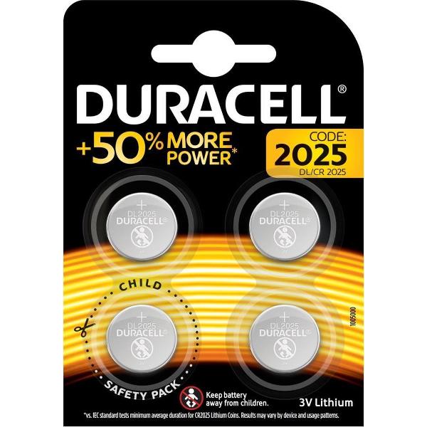 Duracell Lithium CR2025 knoopcelbatterij - 4 stuks