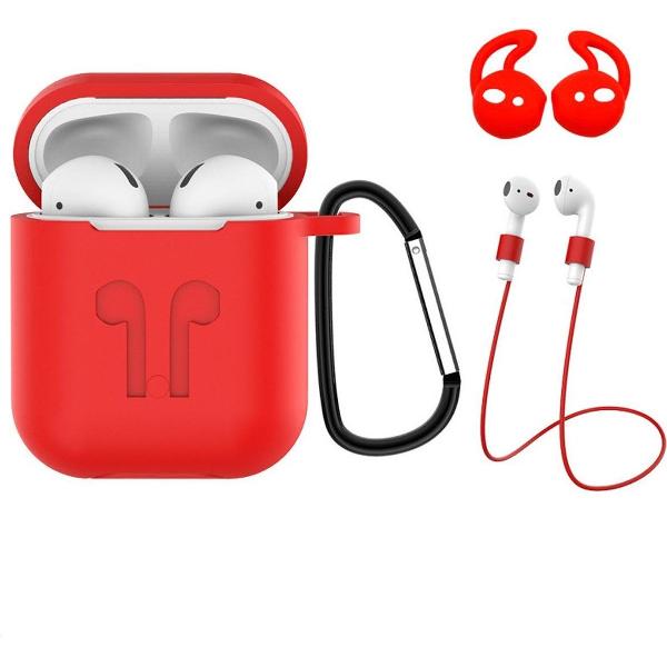 Hoesje voor Apple AirPods 1 Hoes Case 3-in-1 Siliconen Cover - Rood